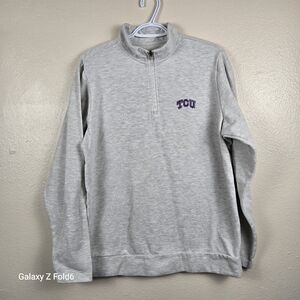 TCU Horned Frogs‎ Antigua ¼-Zip Pullover – Light Heather Gray, Size Large